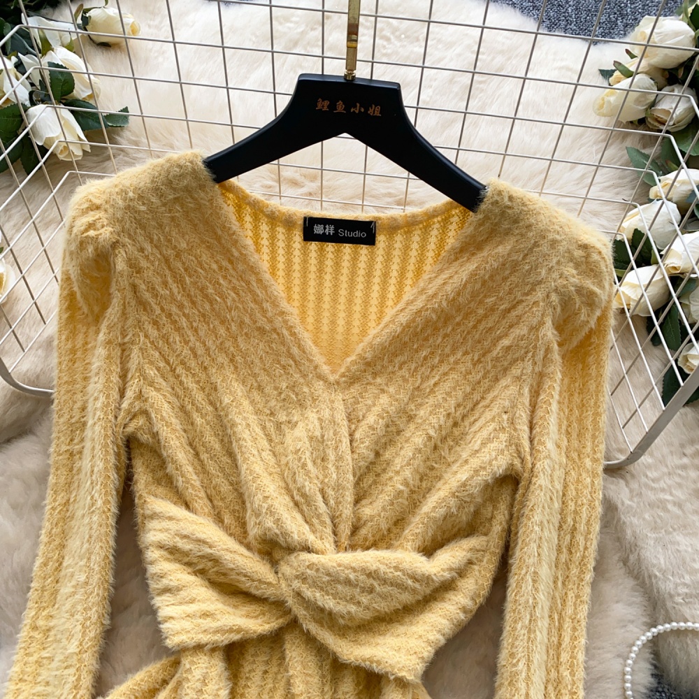 Split retro sweater ladies tops for women