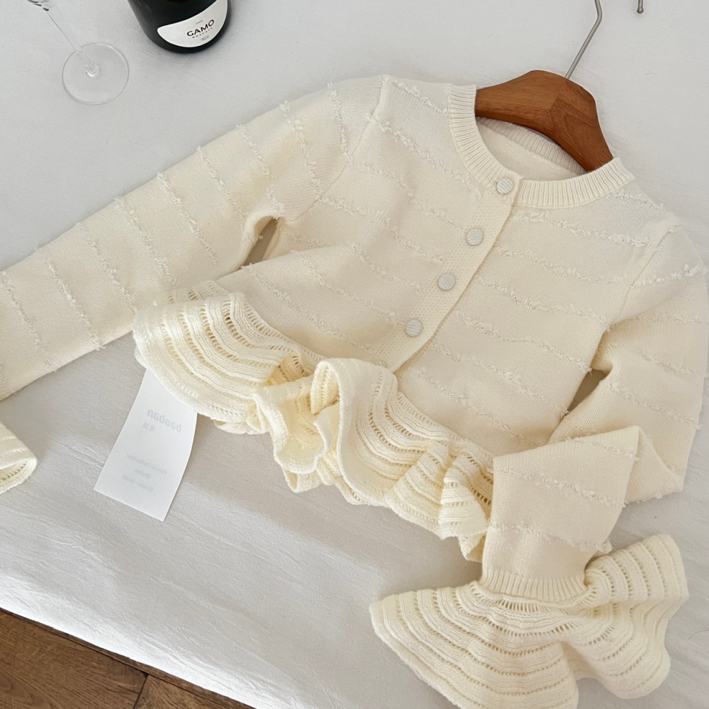 Tender flowers sweater Korean style hollow skirt 2pcs set