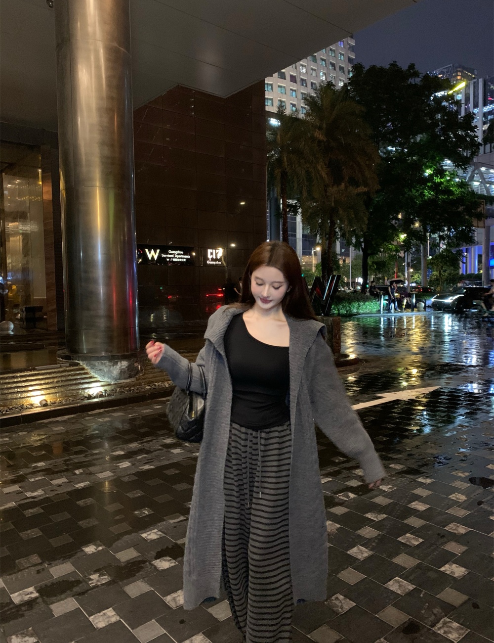 Autumn and winter hooded wool retro thick coat