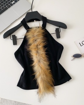 Splice sleeveless elmo vest fashion autumn and winter tops