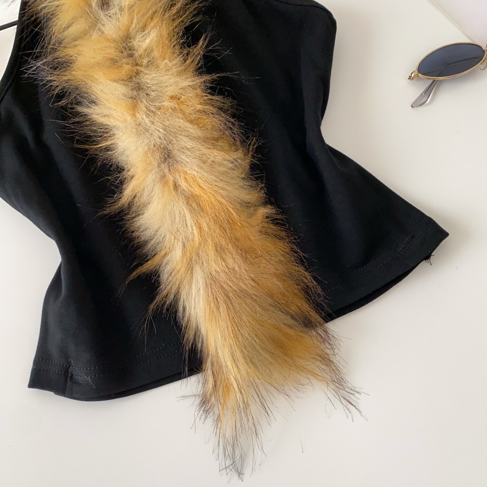 Splice sleeveless elmo vest fashion autumn and winter tops