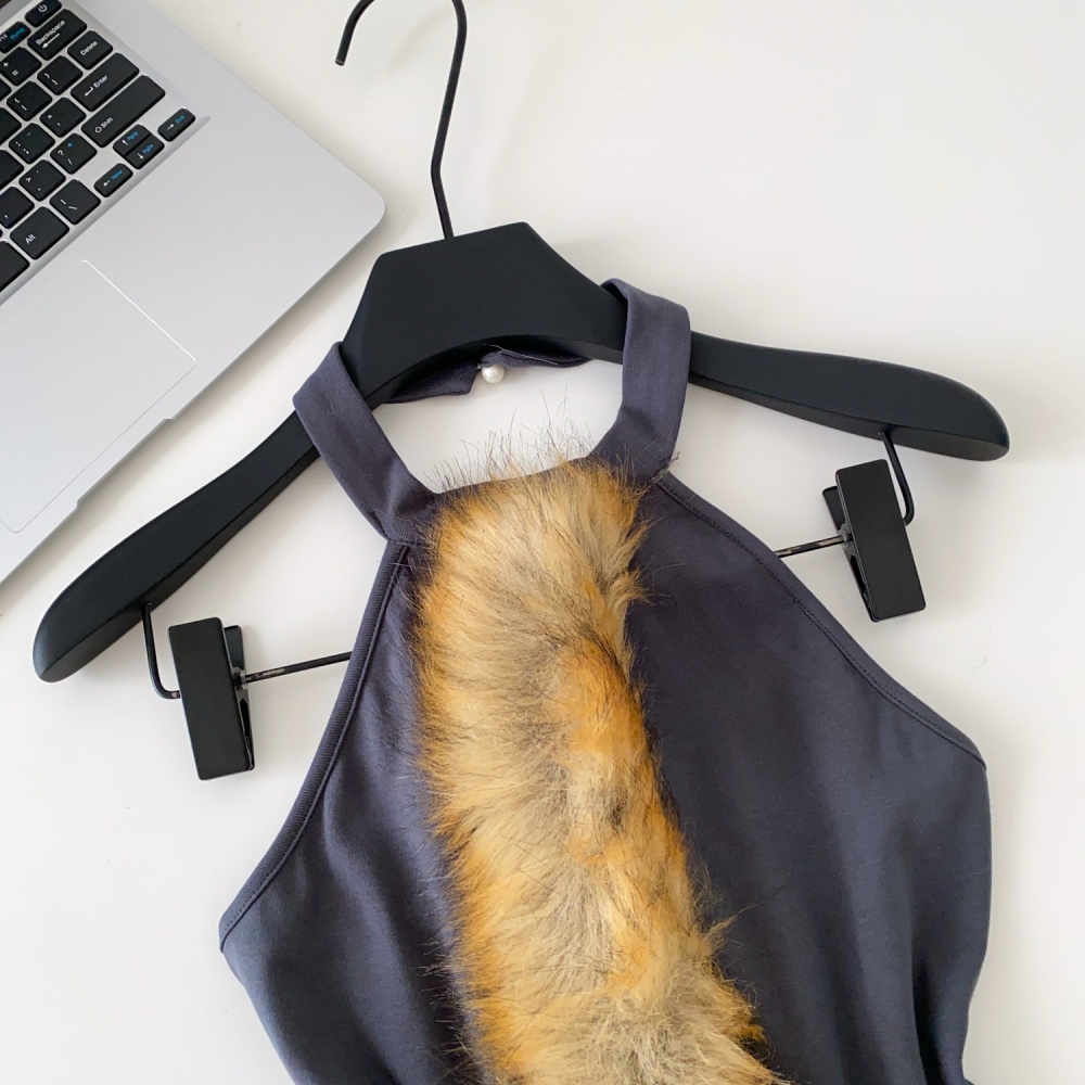 Splice sleeveless elmo vest fashion autumn and winter tops