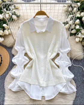 Autumn shirt waistcoat 2pcs set for women