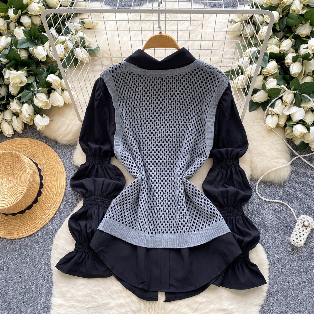 Autumn shirt waistcoat 2pcs set for women