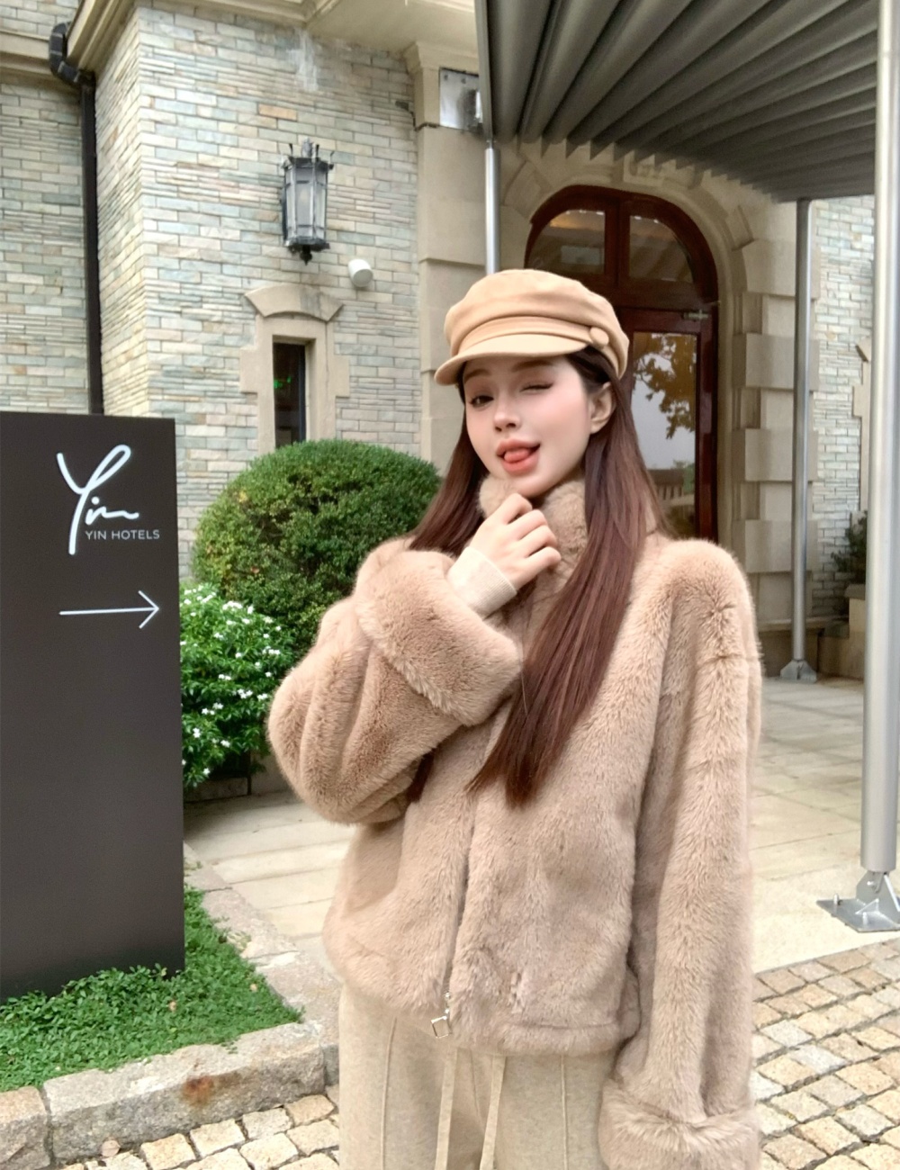 Elmo fur coat autumn and winter coat