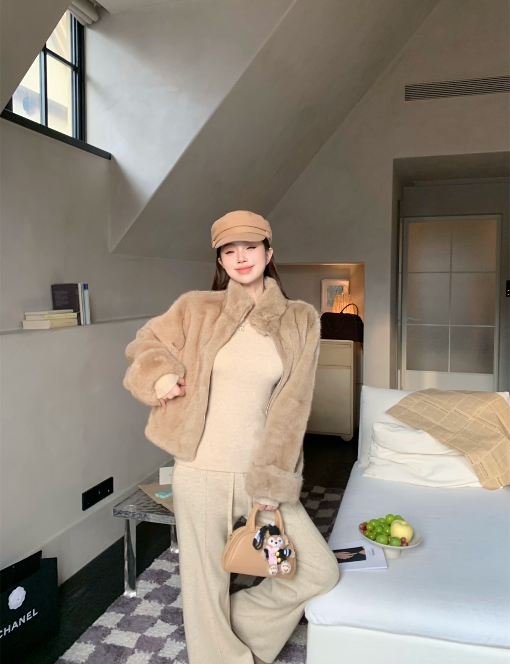 Elmo fur coat autumn and winter coat