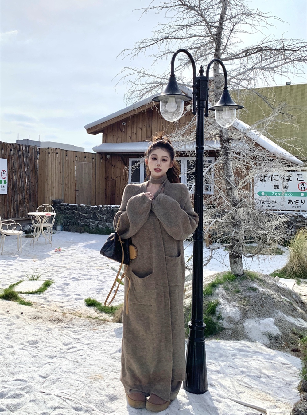 Lazy streamer cardigan wrapped chest pants 4pcs set