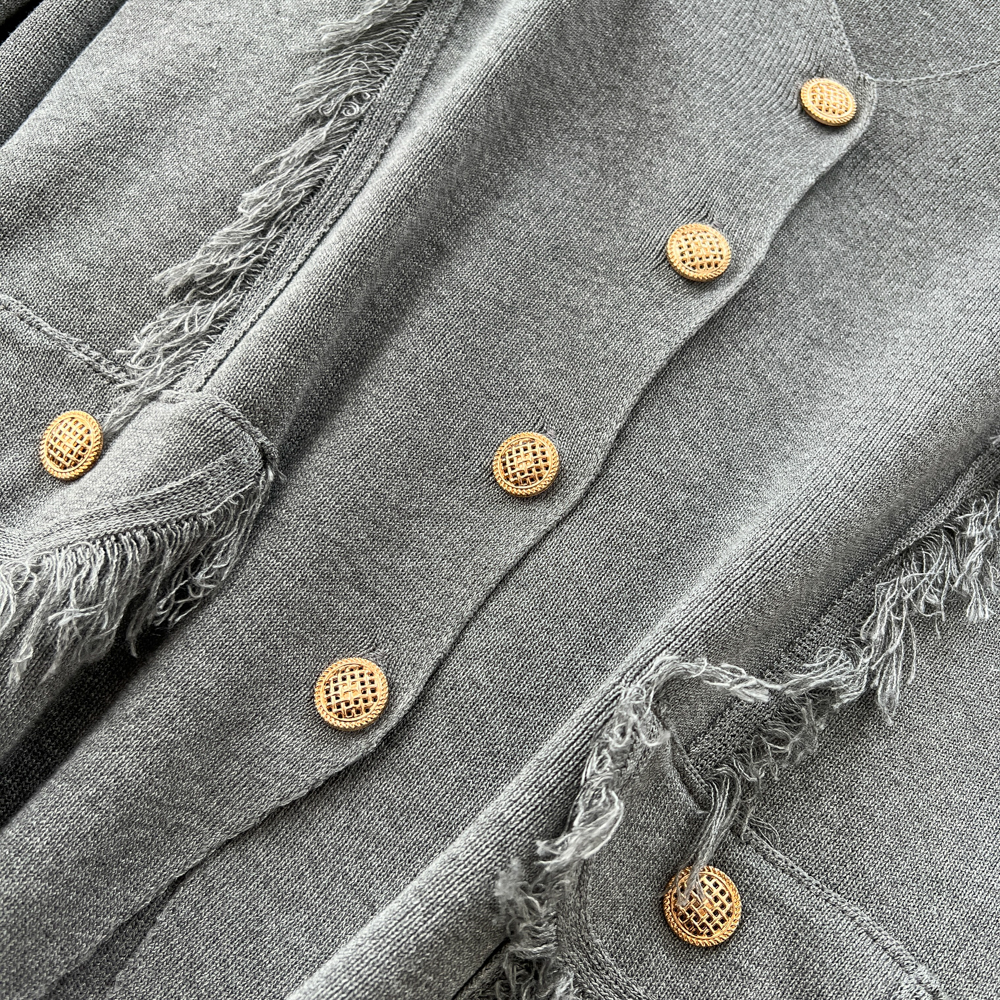 Tassels dress knitted waistcoat 2pcs set for women