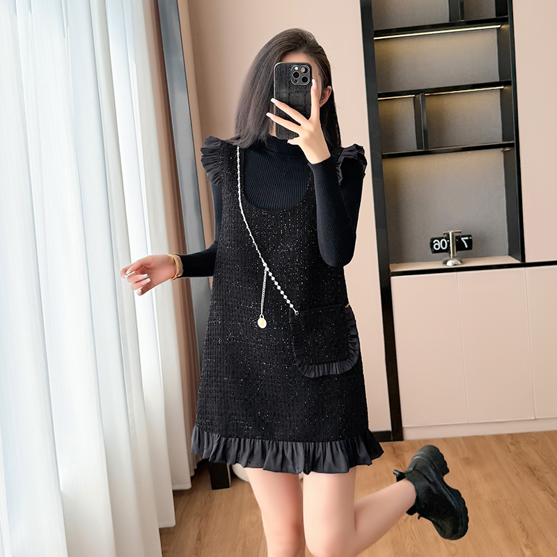 Strap autumn chanelstyle dress 2pcs set for women