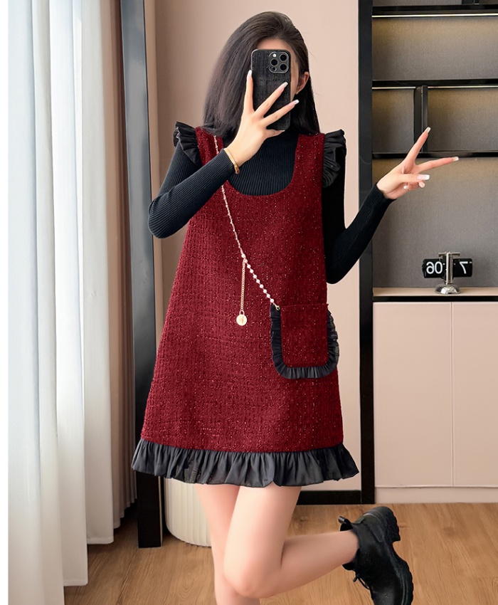 Strap autumn chanelstyle dress 2pcs set for women