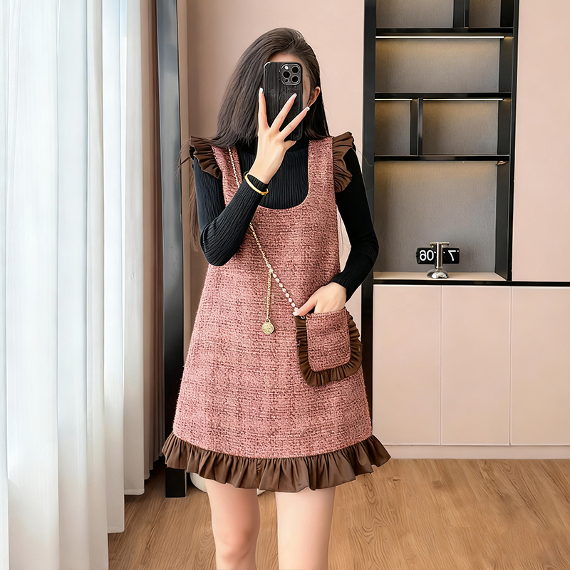 Strap autumn chanelstyle dress 2pcs set for women