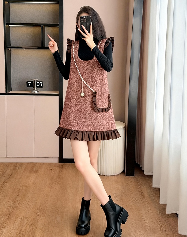 Strap autumn chanelstyle dress 2pcs set for women
