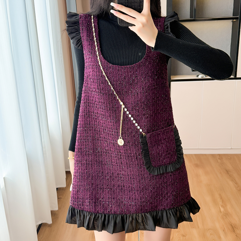 Strap autumn chanelstyle dress 2pcs set for women