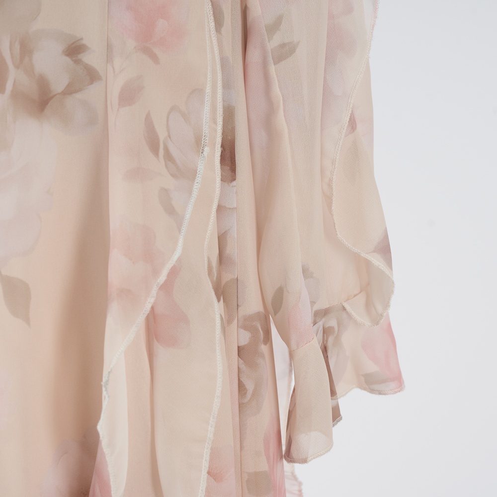 Light luxury long sleeve jumpsuit printing long dress