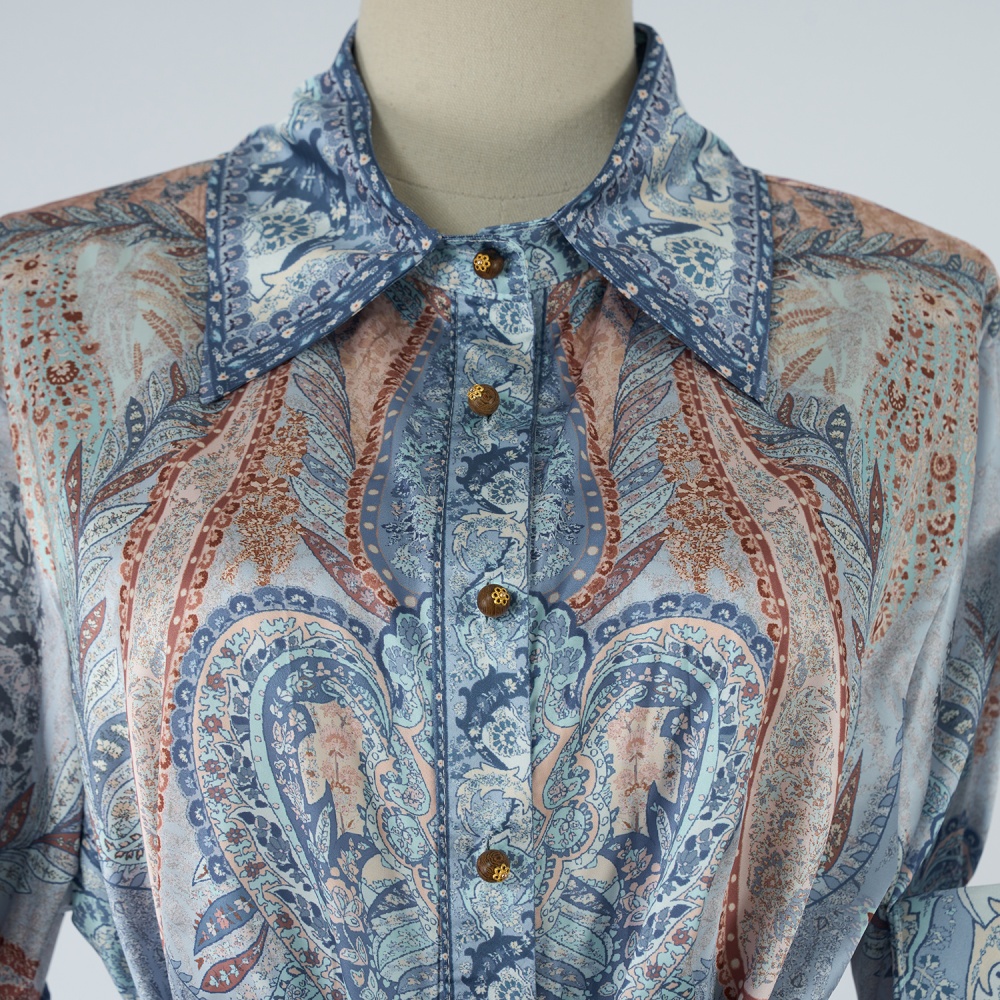 Short sleeve vacation long pants satin silk shirt a set