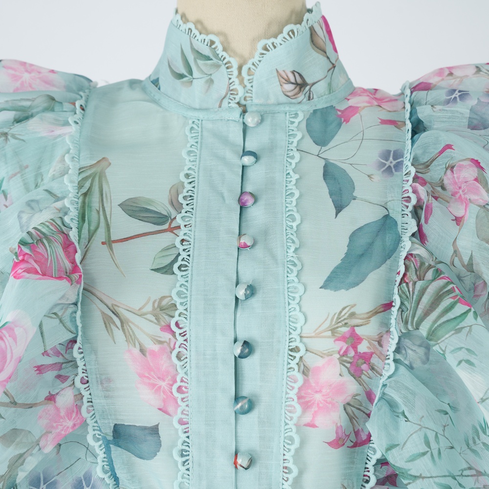 Autumn breasted dress pinched waist retro long dress