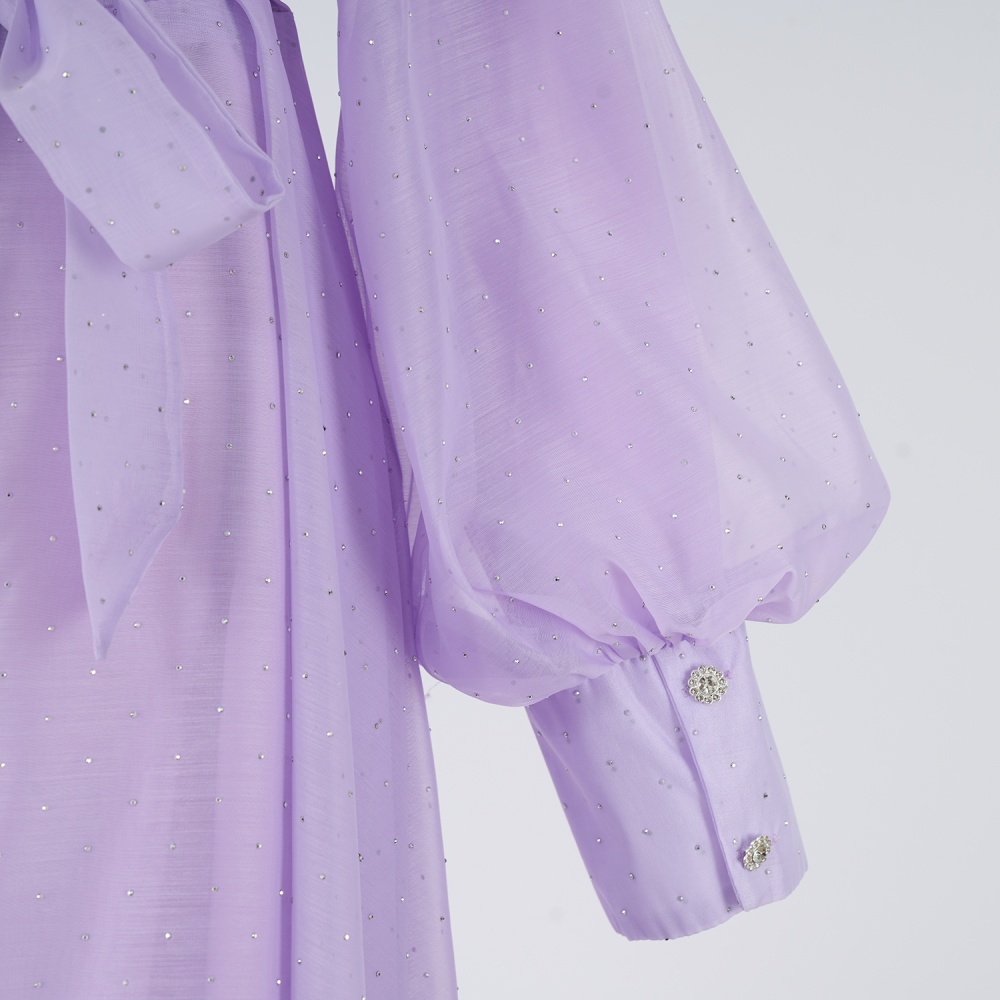 Niche pinched waist long dress light luxury polka dot dress