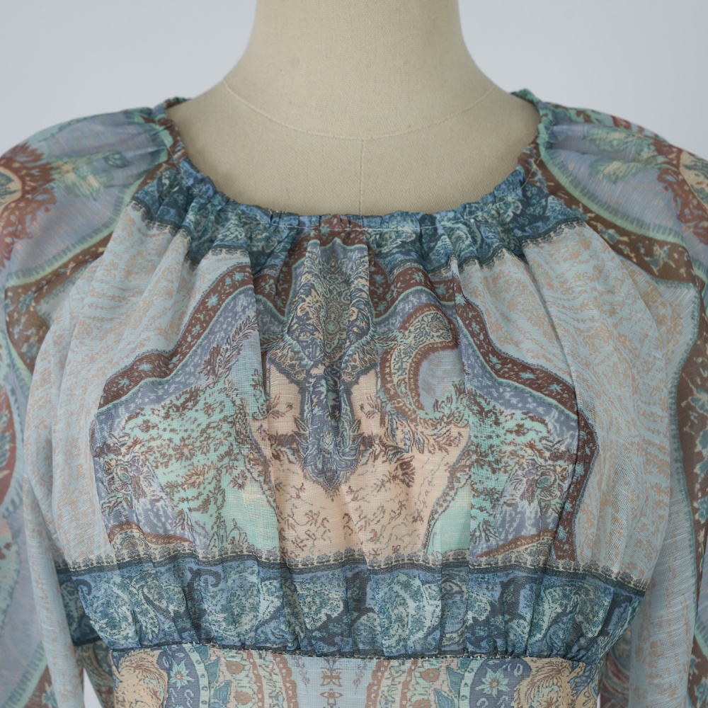 Mini patterns blue vacation dress