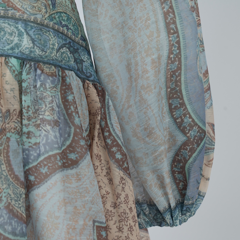 Mini patterns blue vacation dress