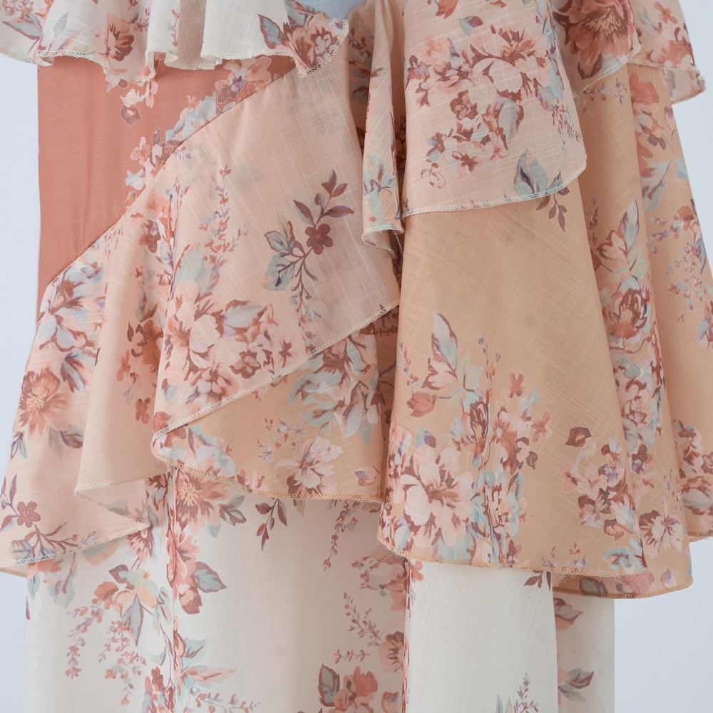 Sling lotus leaf edges vacation dress