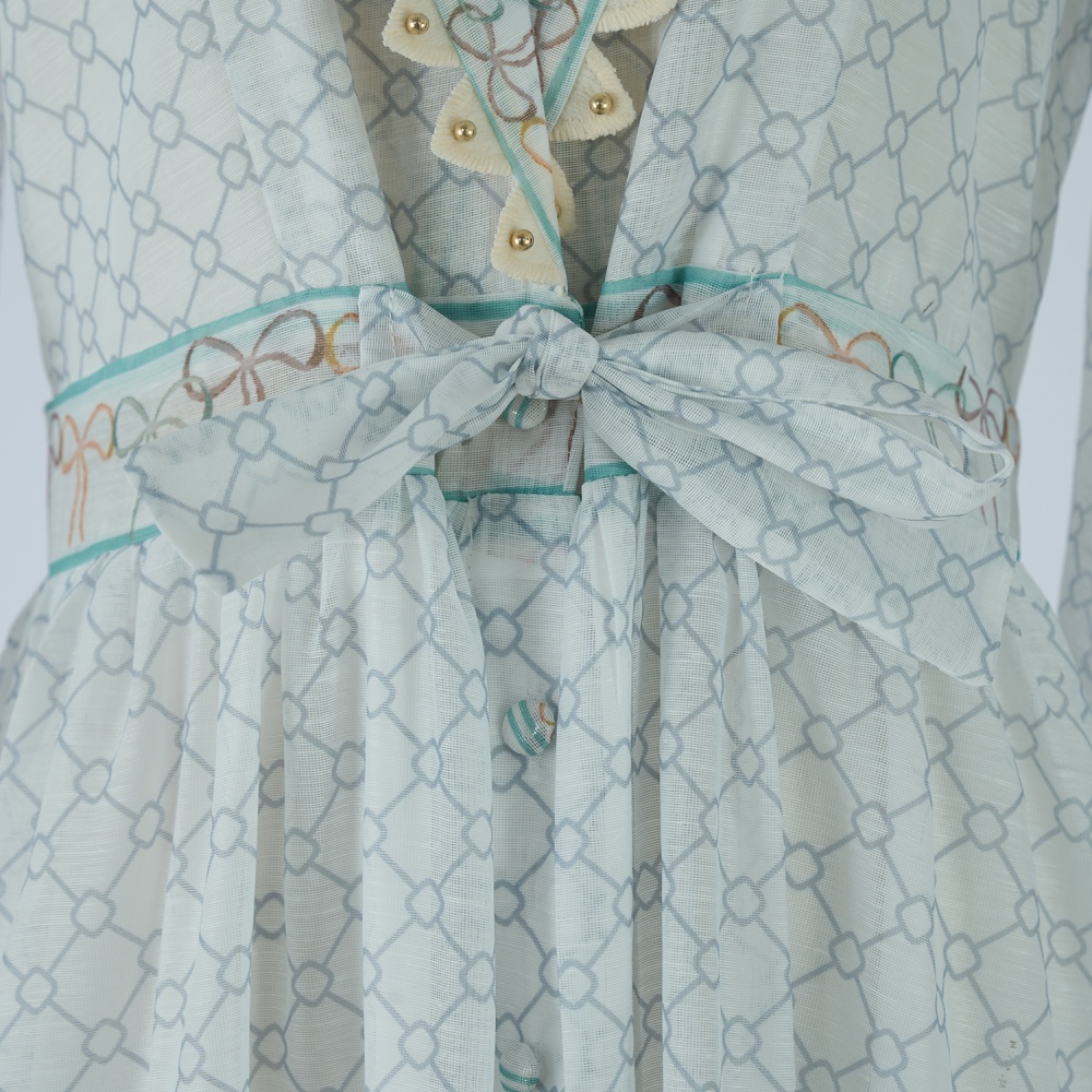 Pinched waist retro V-neck dress A-line shrug long dress