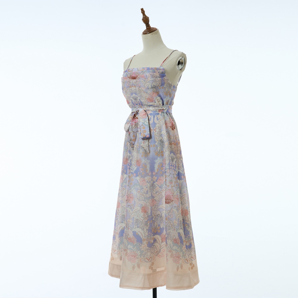 Vacation lotus leaf edges sling dress