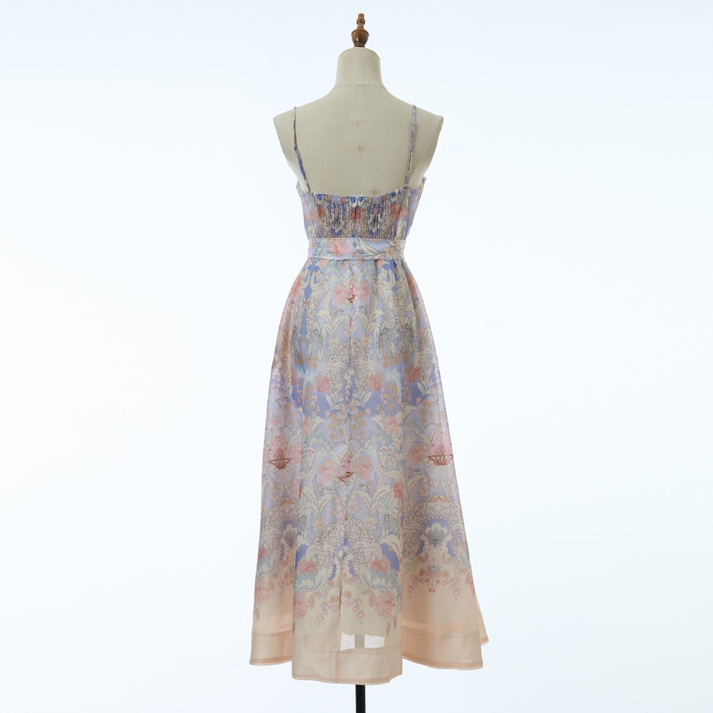 Vacation lotus leaf edges sling dress