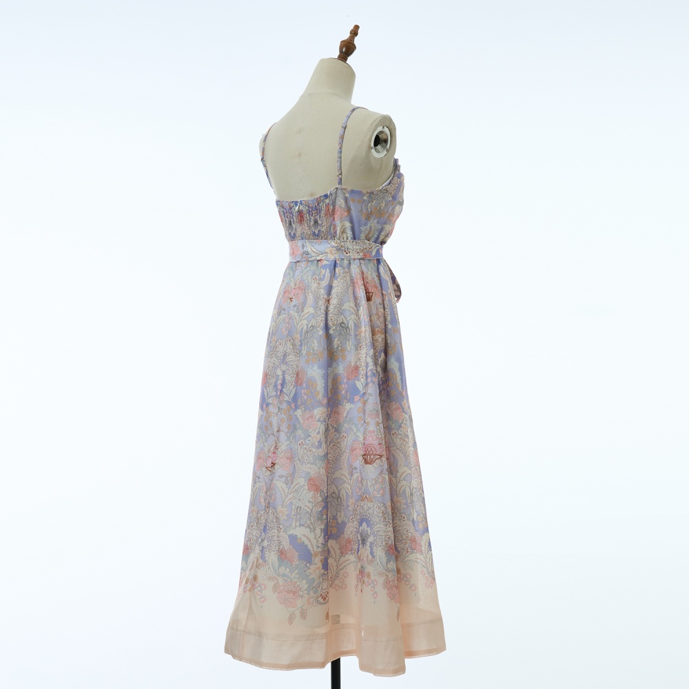 Vacation lotus leaf edges sling dress