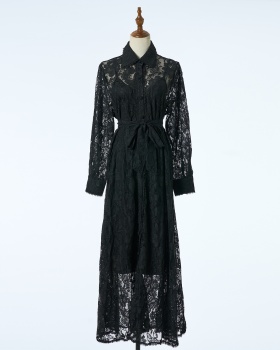 Long lace spring long sleeve splice dress