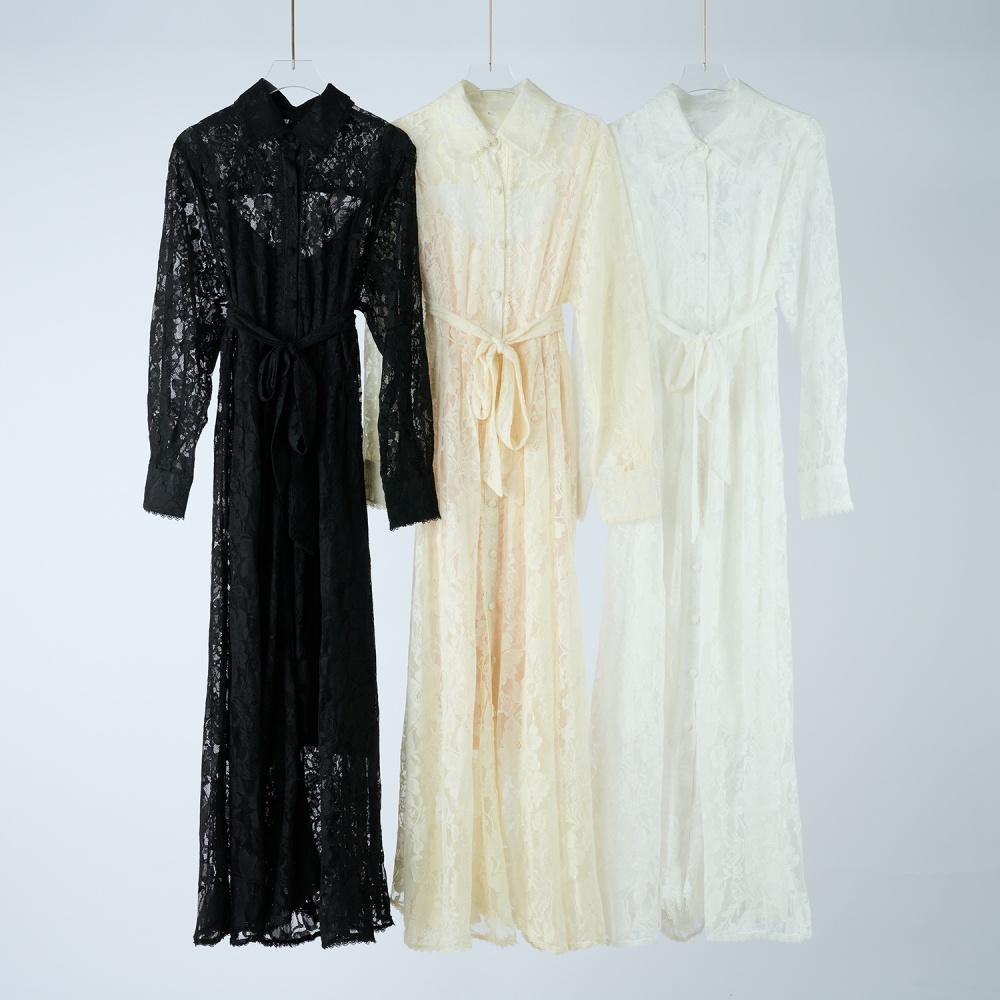 Long lace spring long sleeve splice dress