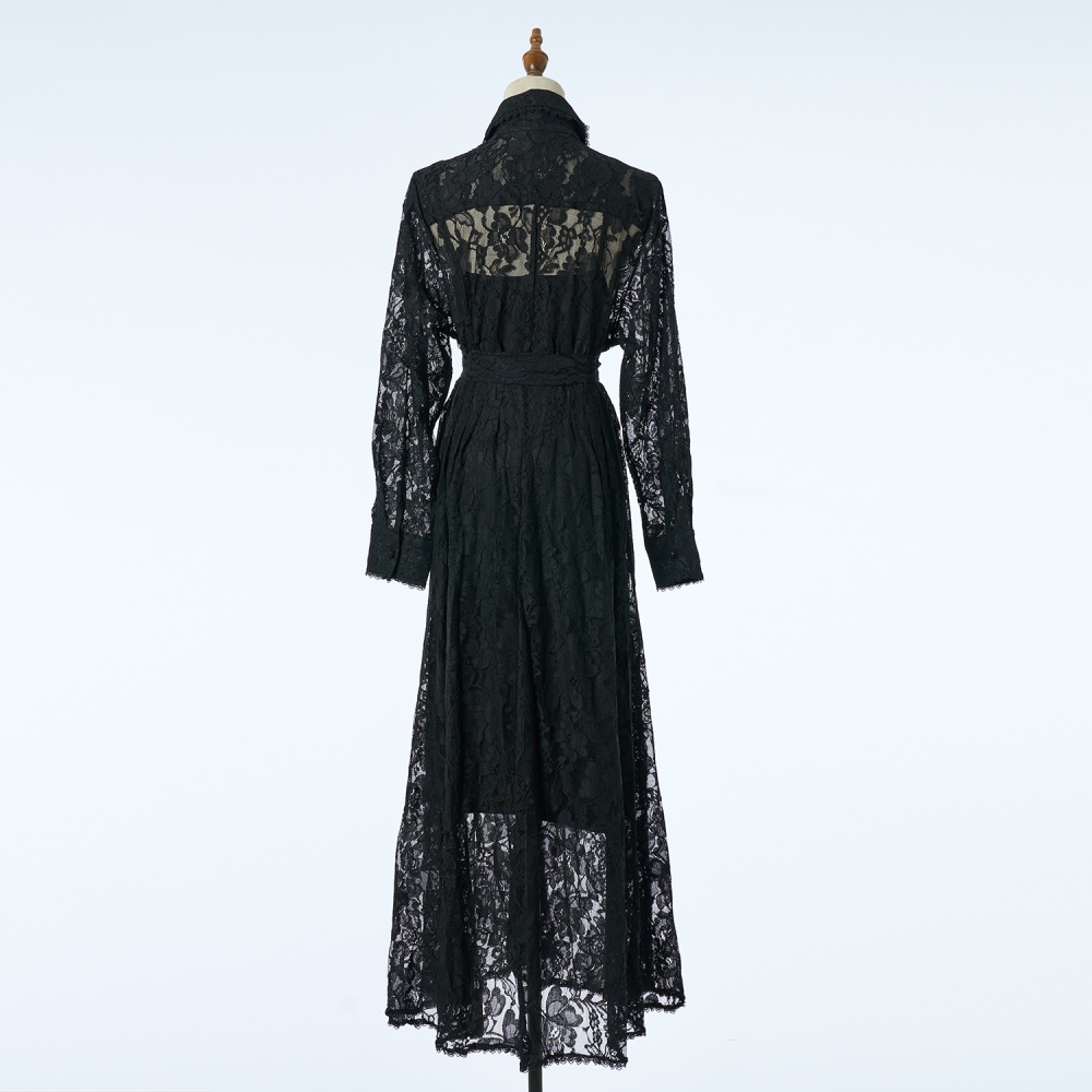 Long lace spring long sleeve splice dress