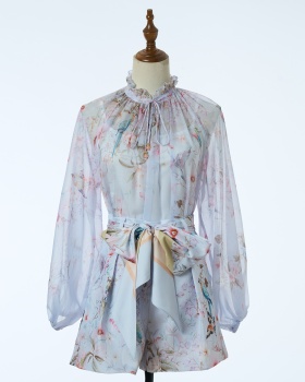 Pattern elegant shirt colors enlarge shorts a set