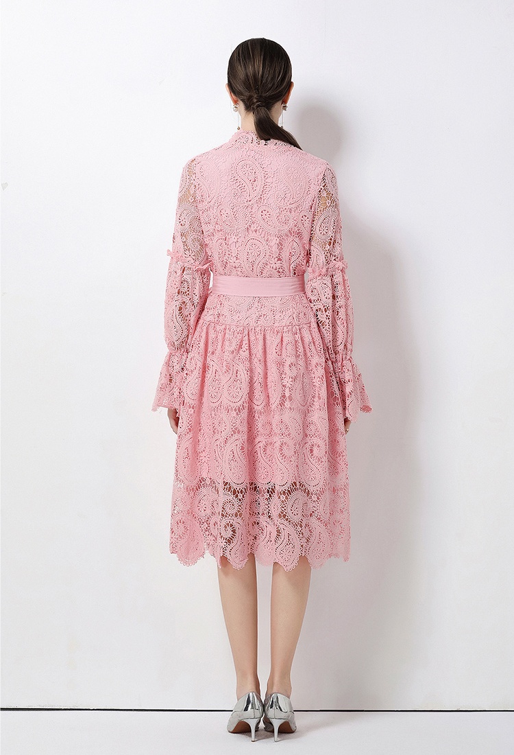 Fashion all-match hollow lace dress