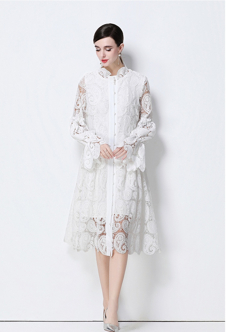 Fashion all-match hollow lace dress