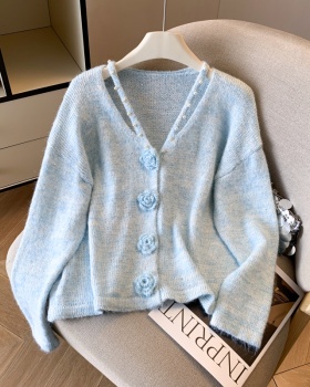 Stereoscopic flowers coat sequins sweater for women