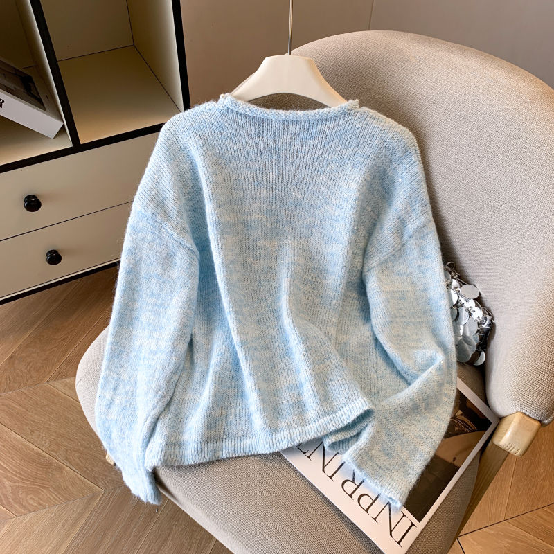 Stereoscopic flowers coat sequins sweater for women