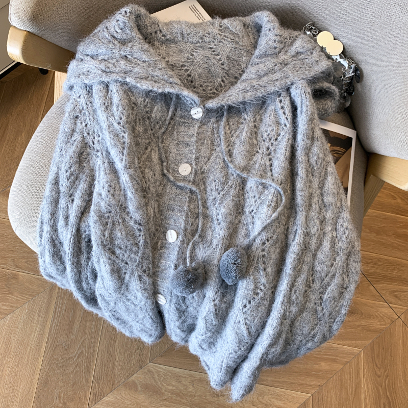 Autumn and winter knitted lazy sweater niche tender coat