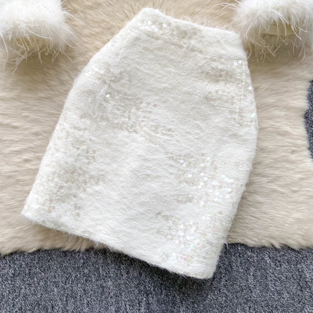 Chanelstyle skirt splice coat a set for women