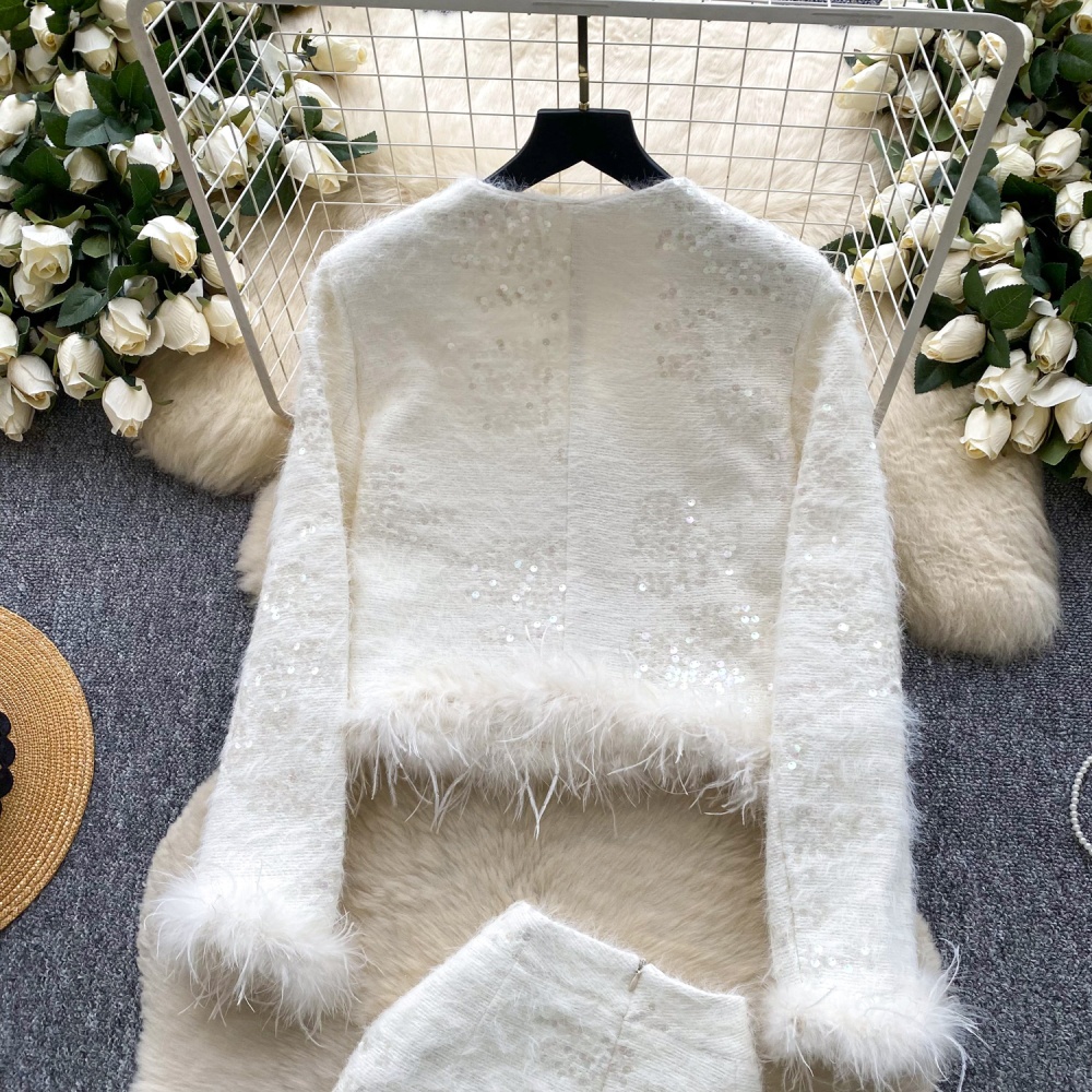 Chanelstyle skirt splice coat a set for women