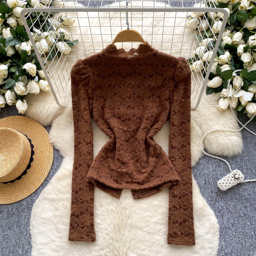 Lace slim tops ladies shirt for women