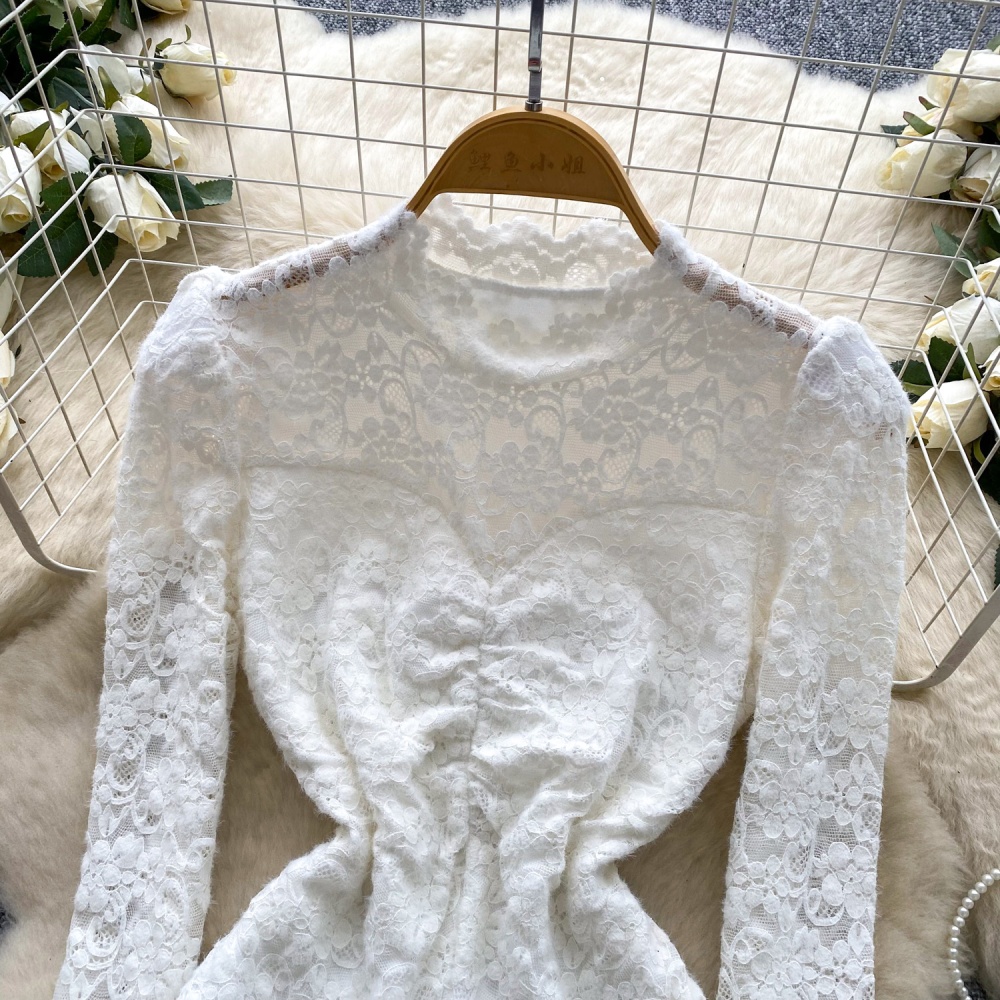 Lace slim tops ladies shirt for women