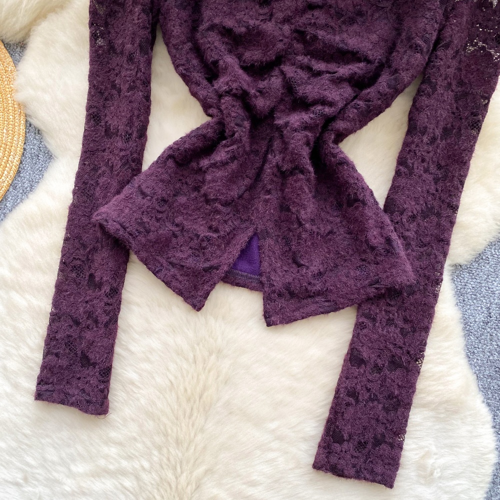 Lace slim tops ladies shirt for women