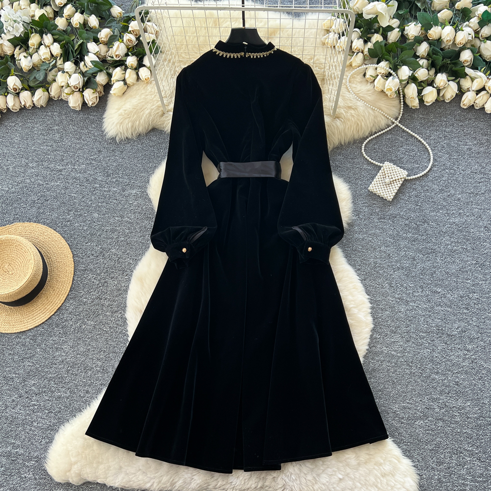 Fashion retro long dress autumn and winter France style dress