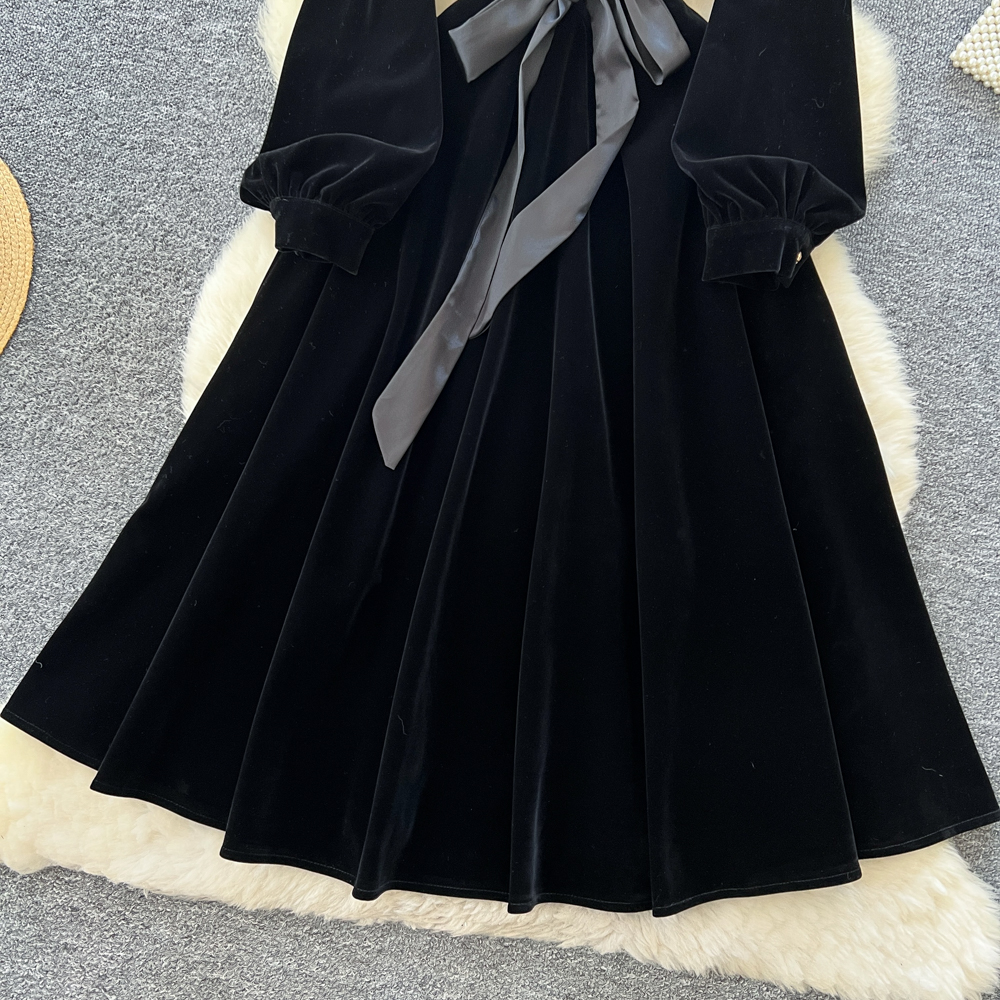 Fashion retro long dress autumn and winter France style dress