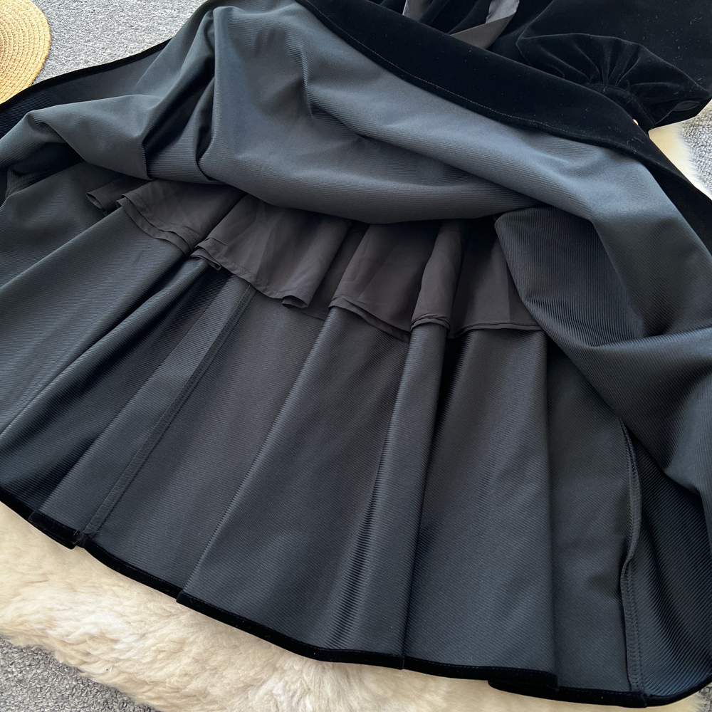 Fashion retro long dress autumn and winter France style dress