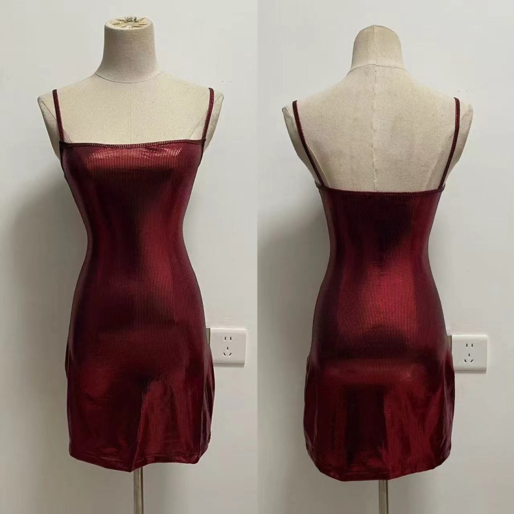 Package hip glossy spicegirl T-back sling fashion dress