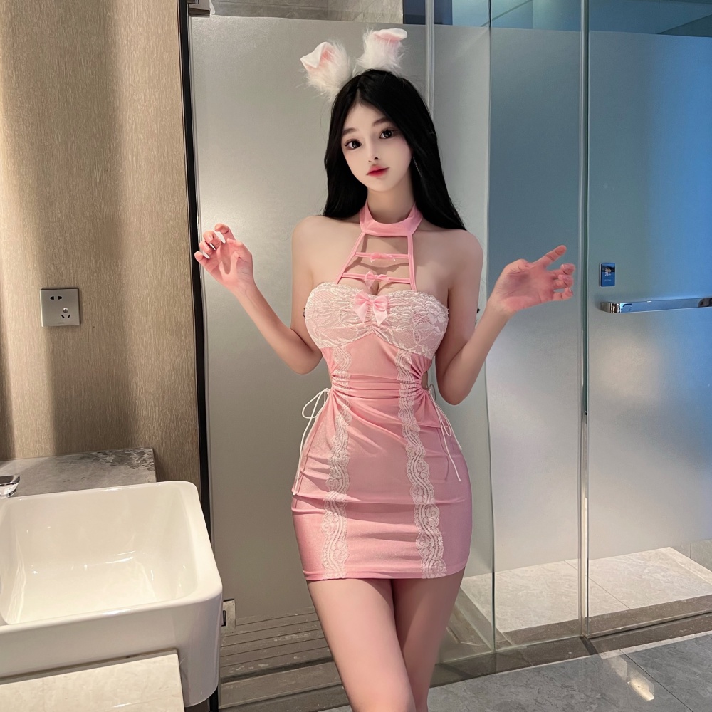 Sexy fashion pink sleeveless dress for women