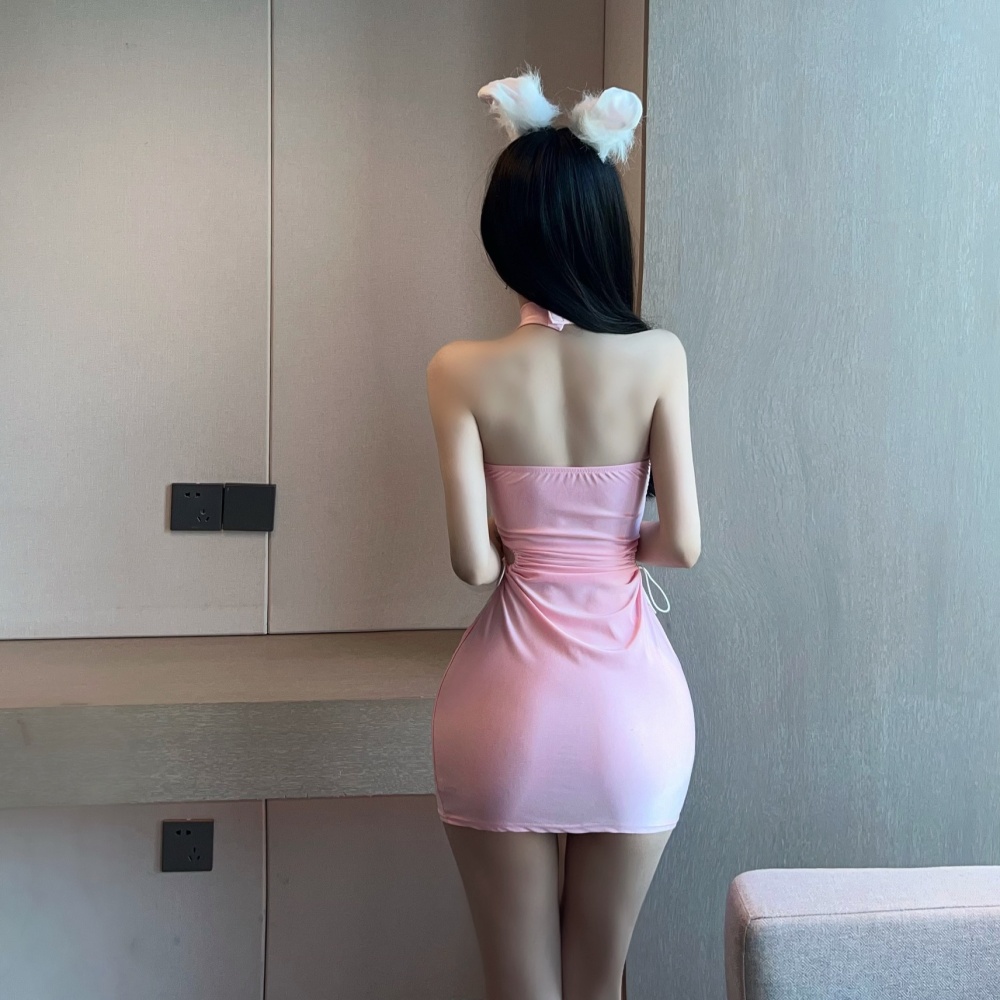 Sexy fashion pink sleeveless dress for women