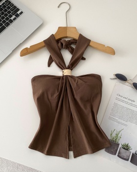 Split ladies short tops slim sexy vest for women