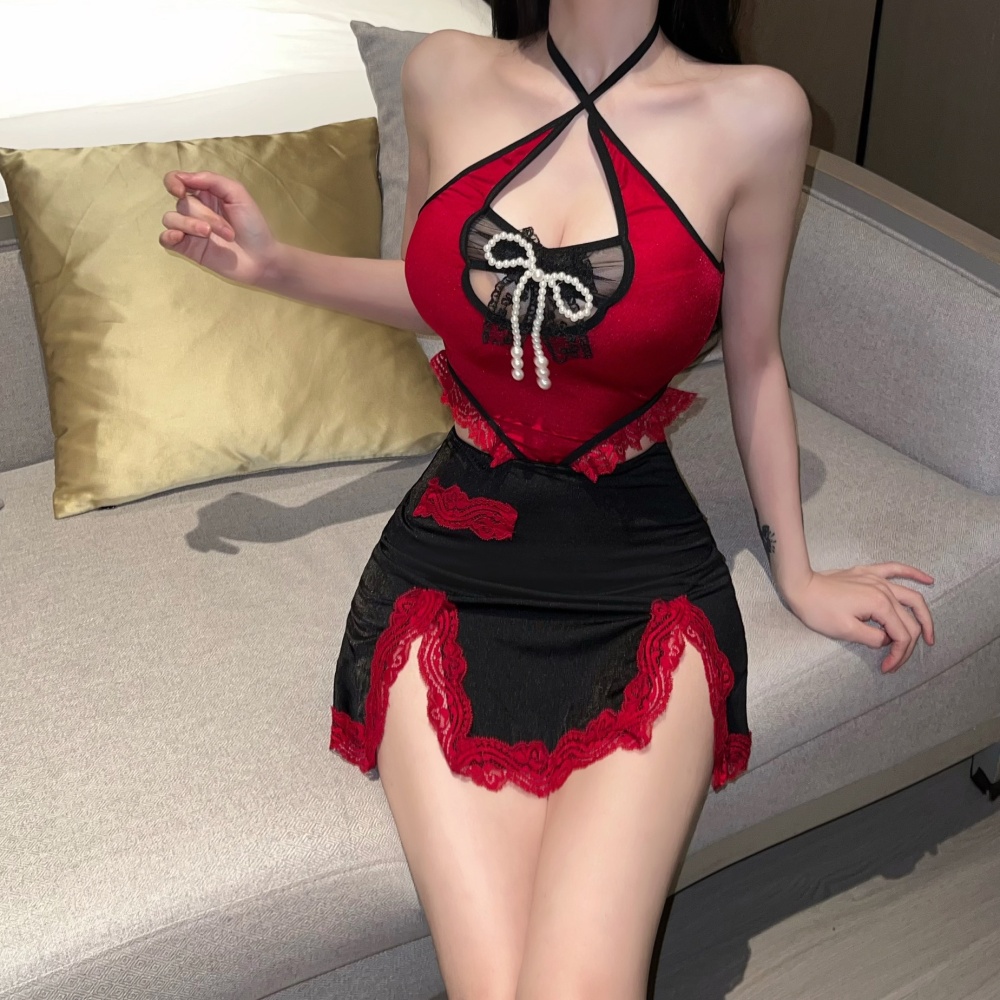 Enticement sexy sleeveless lace dress for women